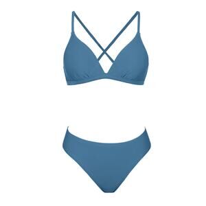 Cupshe NWT boho rhapsody lace up back bralette and hipster bikini set size M